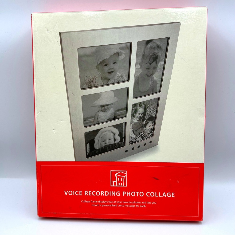 Brookstone Voice Recording Photo Collage Aluminum Frame 311738 Silver 5-Photo